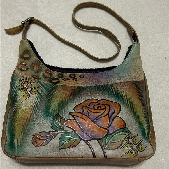 Anuschka Artistic Hand painted Leather Bag with Multicolor Design - Picture 1 of 11